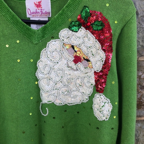 Quacker Factory Sweaters - Quacker Factory sequin santa Christmas sweater